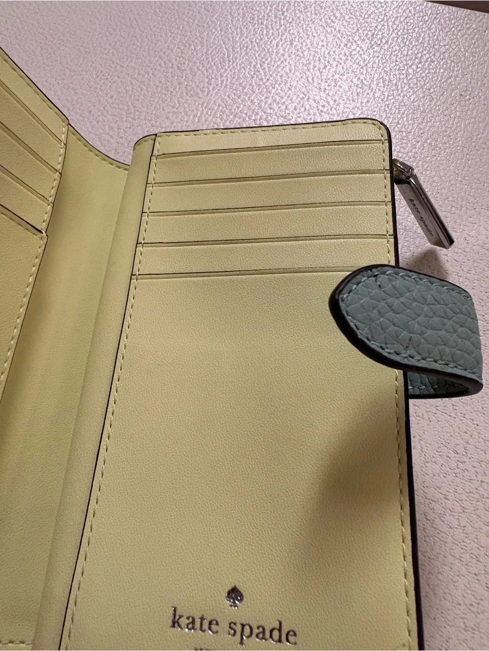 kate spade Pebbled Leather Wallet in Sage - Picture 5 of 10